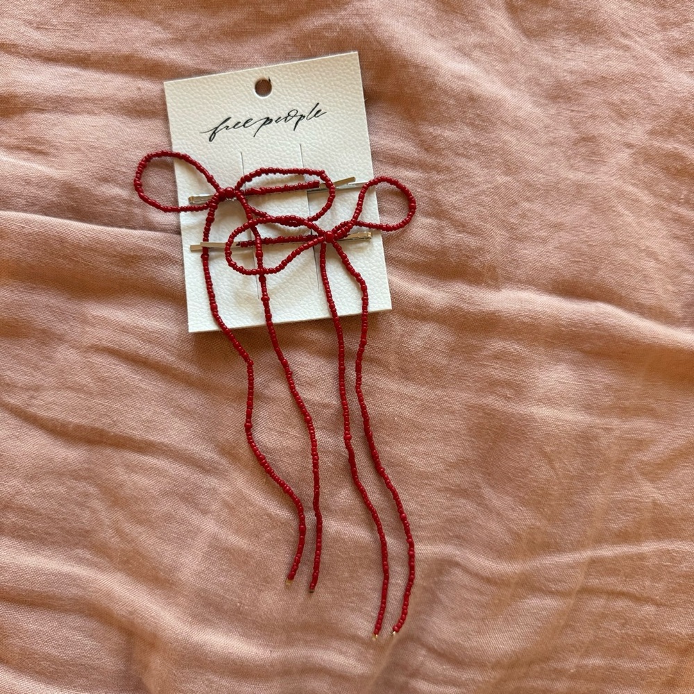 Free people beaded bow hair barrette